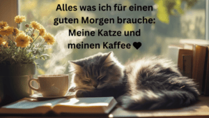 guten Morgen Katze Kaffee